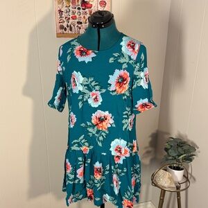 MINKPINK Teal Floral Tunic Dress